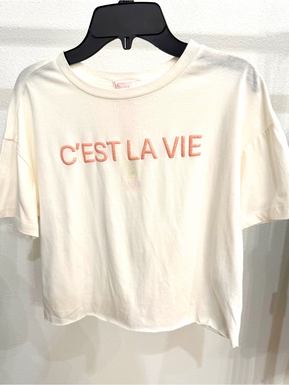 GB Girls C’est La Vie Graphic Tee XL (16) NWT Ivory Cropped T-Shirt